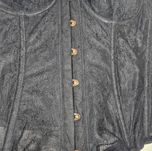 Savage X Fenty Embroidered Lace Corset Women's 3X Black Caviar Lingerie Garters - Picture 6 of 12